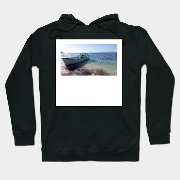 the summer is magic, the shore and the boat photograph ecopop landscape Hoodie by jorge_lebeau